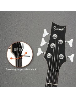Glarry GIB Electric 5 String Bass Guitar Full Size Bag   Strap   Pick   Connector   Wrench Tool Sunset Color