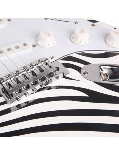 Glarry GST-E Electric Guitar Bag Shoulder Strap Pick Whammy Bar Cord Wrench Tool Zebra-stripe