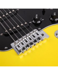ST Stylish Electric Guitar with Black Pickguard Yellow