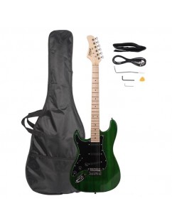 Glarry GST Black Shield Left Hand Electric Guitar   Bag   Strap   Picks   Shake   Cable   Wrench Tool Green