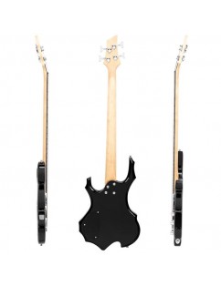 Glarry Burning Fire Electric Bass Guitar Full Size 4 String Bag Strap Paddle Cable Wrench Tool Sunset Color