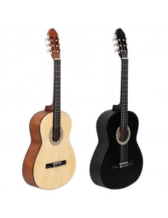 39 Inch 4/4 Size Classical Guitar 19 Frets Beginner Kit for Students Children Adult String Pick Black