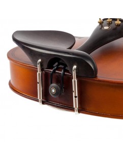 Glarry 4/4 Solid Wood EQ Violin Case Bow Violin Strings Shoulder Rest Electronic Tuner Connecting Wire Cloth Matte
