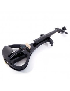 LJ1 4/4" Basswood Electric Violin   Case   Rosin   Head Set   Bow   Connecting Line Black