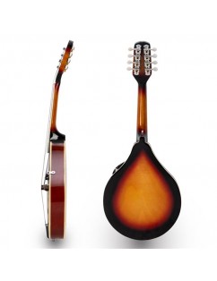 Glarry A Style 8-String Acoustic Mandolin Flatback Acoustic Mandolin with Pick Guard Sunset Color