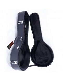 Glarry Hardshell A-Style Microgroove Pattern Leather Wood Mandolin Case Black