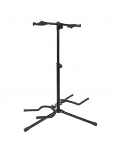 Dual Vertical Style Alloy Guitar Stand Holder Black