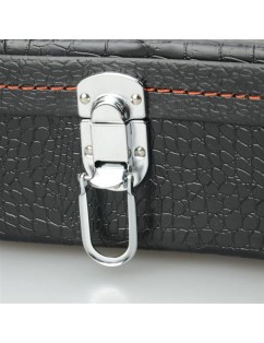 Glarry 23" Concert Python Pattern Leather Ukulele Case Black