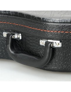 Glarry 23" Concert Python Pattern Leather Ukulele Case Black