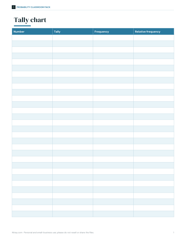 Preview of Printable Tally Chart